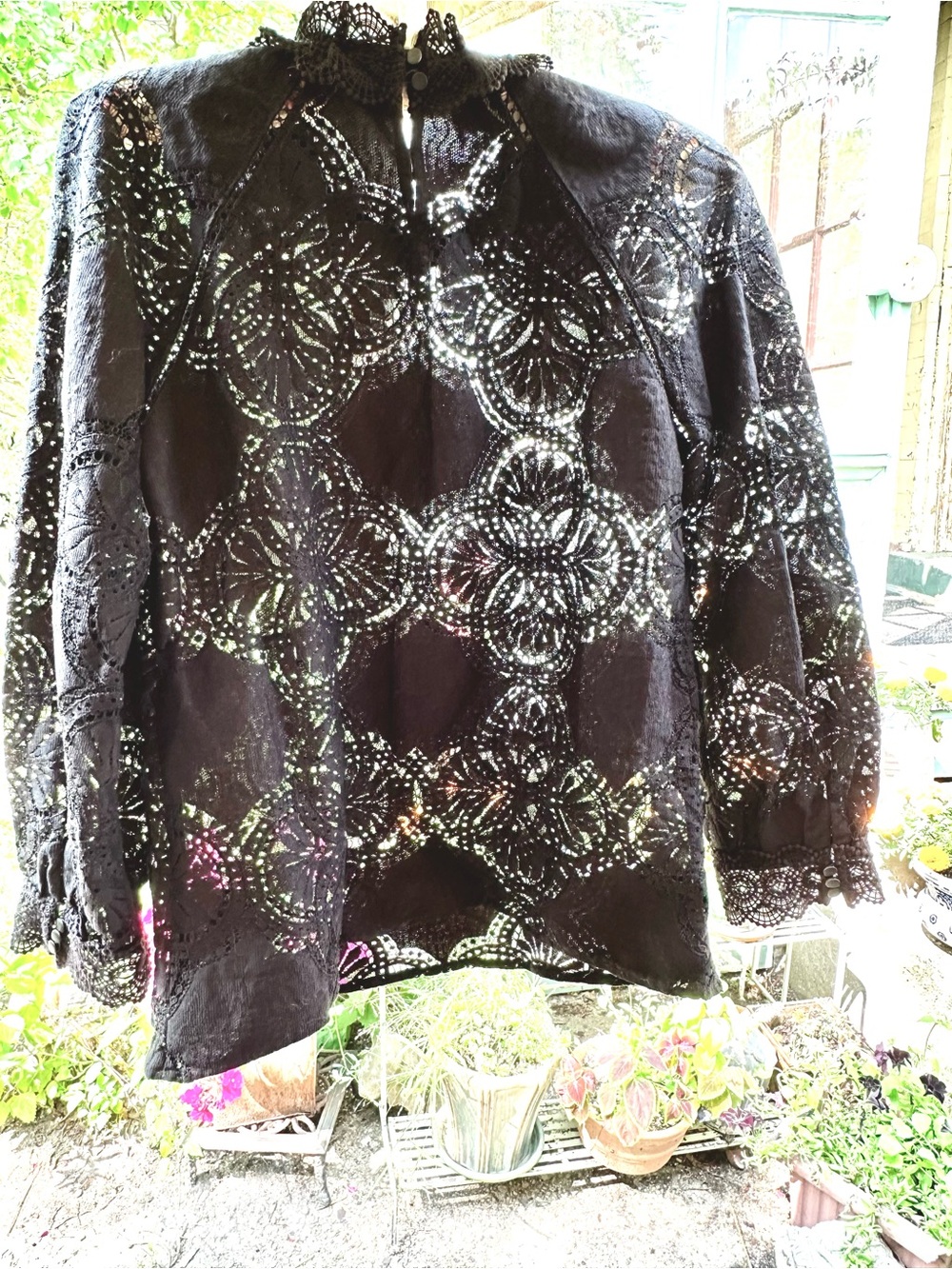 Sezane Bianca top black open pattern sz small 34 bust A Paris Sezane - Picture 4 of 4
